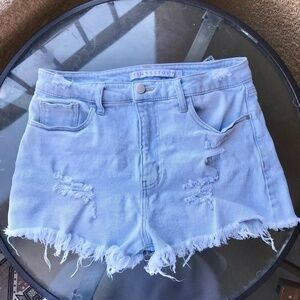 Tinseltown Light Wash Distressed Jean Shorts-11